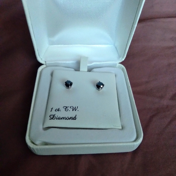 1 Carat T.W. Genuine Black Diamond Studs